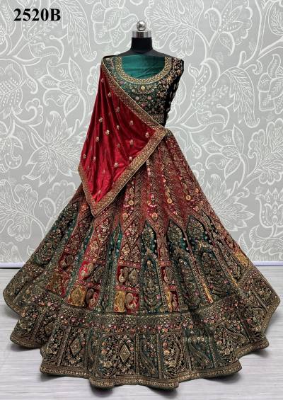 D.NO. 2520A TO 2520C BY ANJANI ART VELVET LEHENGA MANUFACTURER IN INDIA 